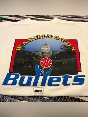 Rare Vintage 90s Washington Bullets NBA Basketball Tee Shirt NEW